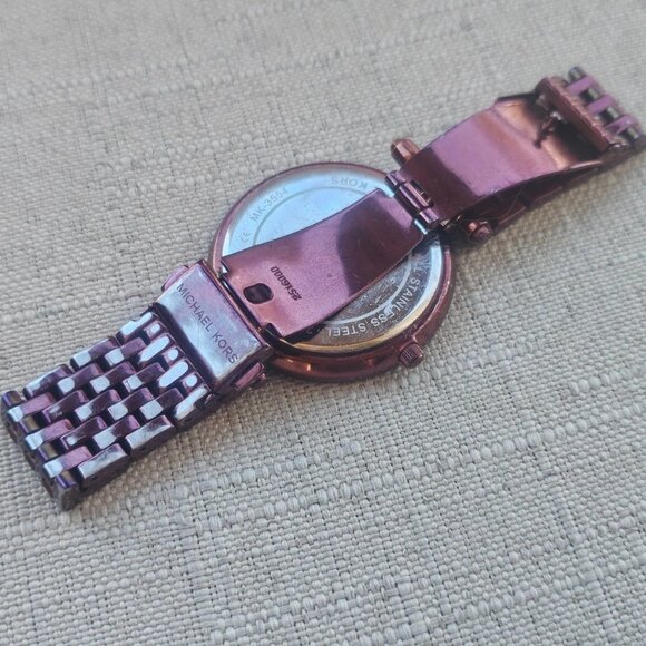 Michael Kors Women Wristwatch Burgundy Tone MK3554 Quartz Watch Crystal Accent - Picture 9 of 11